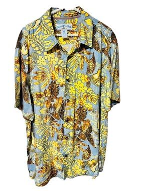 Margaritaville Hawaiian Mens Guitar Shirt Size‎ Lg Short Sleeve